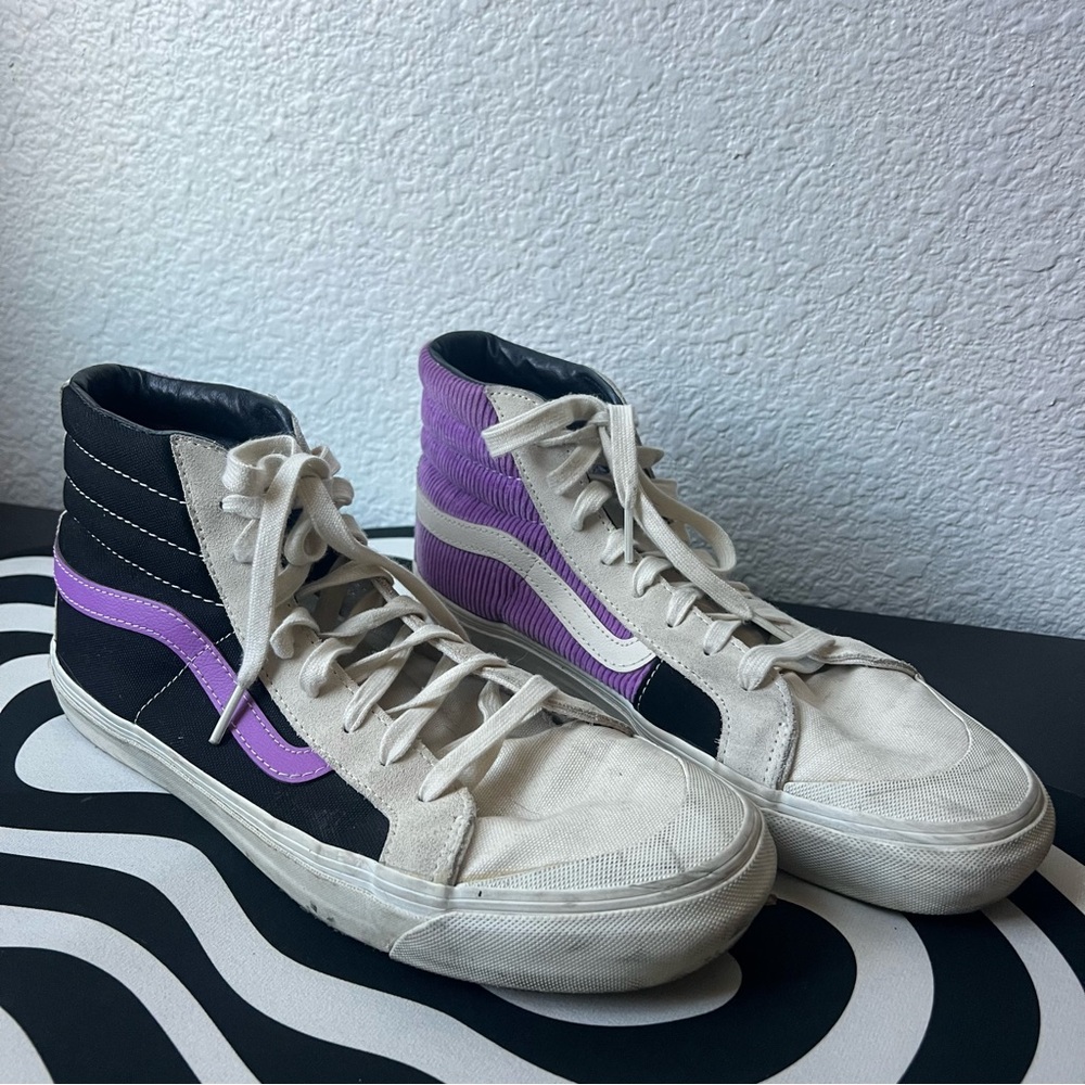 Vans Black and Purple High-Top Sneakers